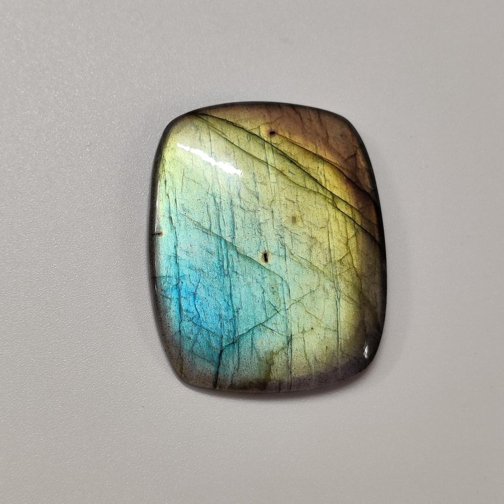 Flacher Rücken Natürliche Rechteckige Form Labradorit Cabochon Loser Edelstein, 69,5 Karat, 41x34x5 MM Größe Labradorit.