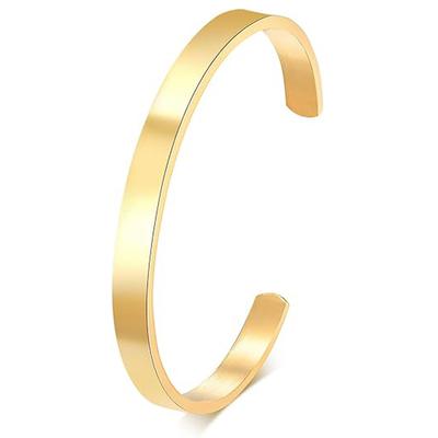 Bracelets Manchette Simples de 6 mm de Large pour Hommes Bangle Ouvert Réglable en Acier Inoxydable Brillant Bijoux de Mode pour Femmes Cadeau Décontracté pour Fête