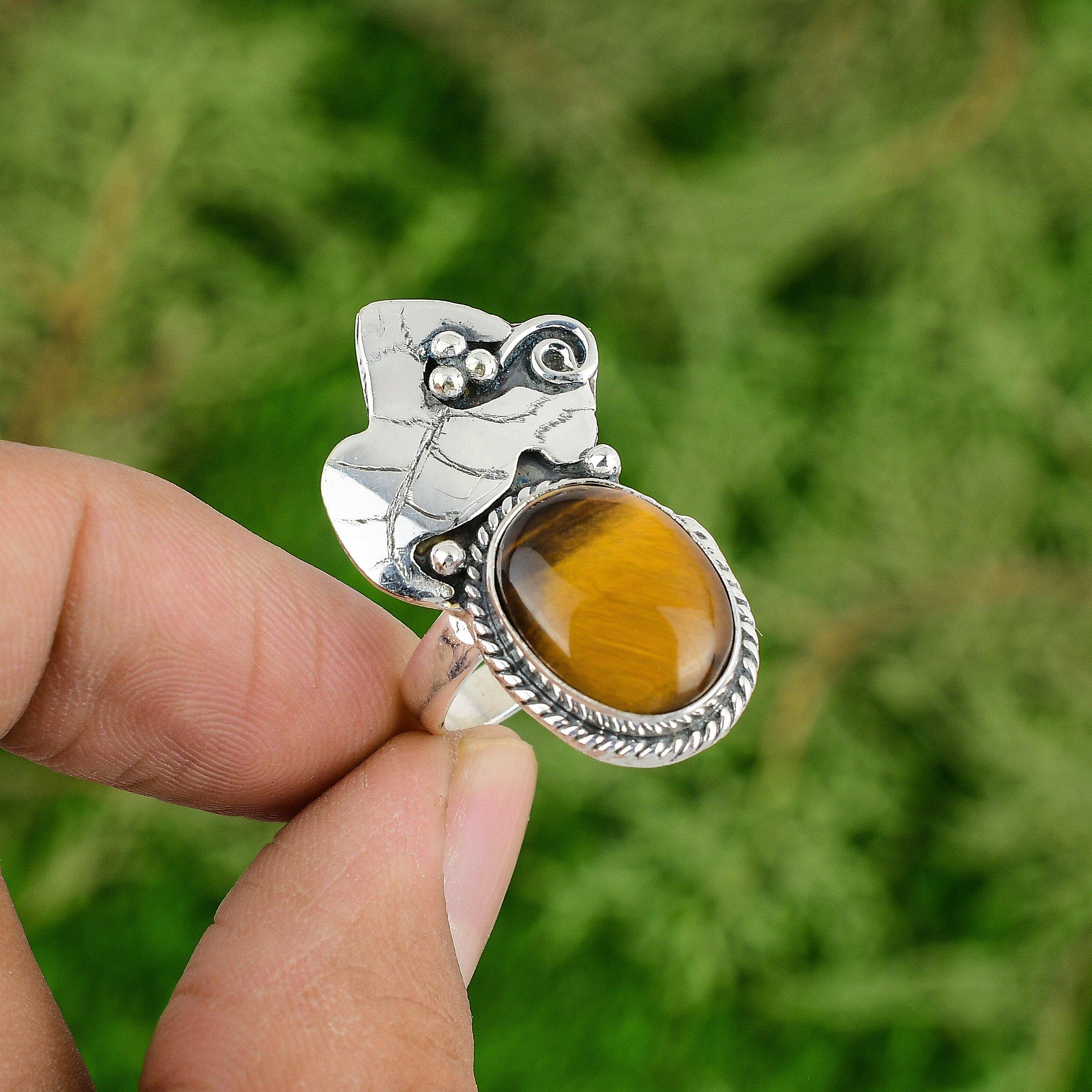 

Sterling Silver Tigers Eye Gemstone Daughter Promise Sacral Chakra Ring Size 7 7