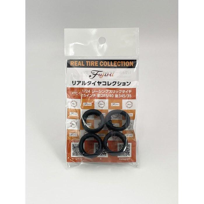 Real Tire Collection Series 1/24 Racing Slick Tire 15 Inch (285/40 Front, 345/35 Rear) Black