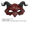 Maschera con Corna Rosse e Nere, Maschera Demone, Accessorio Cosplay Testa di Diavolo per Halloween, Mascherata Stile Vintage Accessorio Costume Horror per Feste, Scherzo di Carnevale