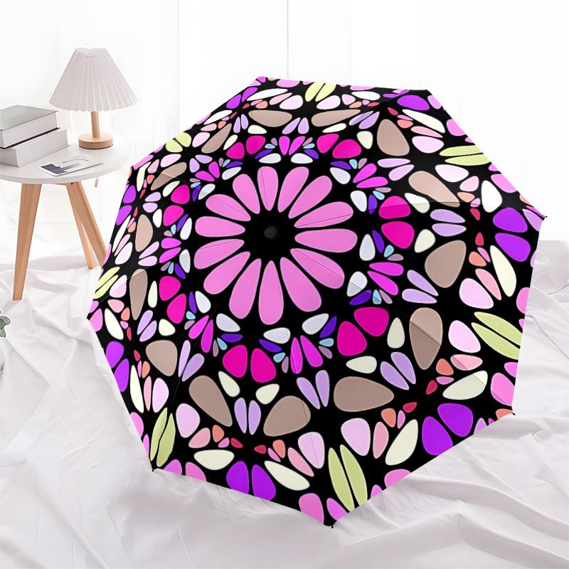 1pc Mandala Automatic Opening/Closing Umbrella with Operation & Windproof Canopy - Folding Design Yy260311058