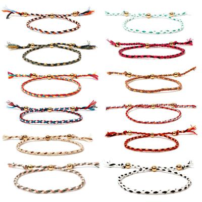 Gold Bead Hand-Woven Color Line Bracelet - European & American Fashion Jewelry for Women