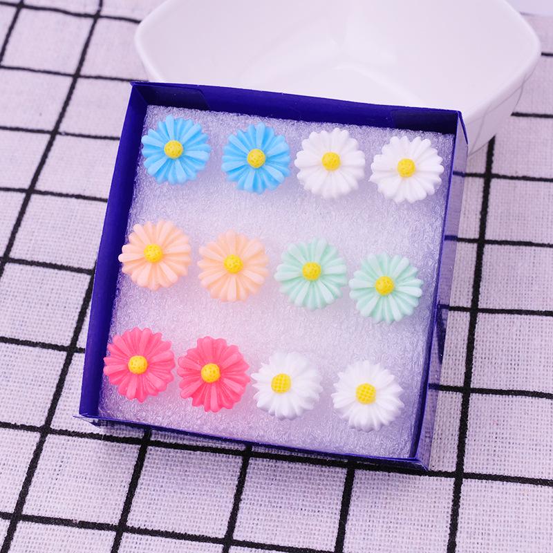 Children's Plastic Resin Rose Earrings Set