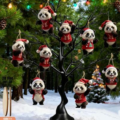 9-Piece Set of Wooden Panda Ornaments, Creative Personalized Pendants, Christmas Tree Decorations, Party Supplies, Thanksgiving Gifts