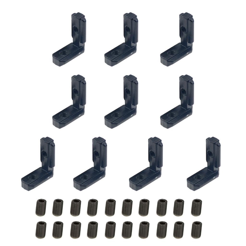 Balení 10 úhelníků Vnitřní rohový spojník se šrouby Úhelníkové spojky ve tvaru L Jednoduché použití pro profily s T-drážkou