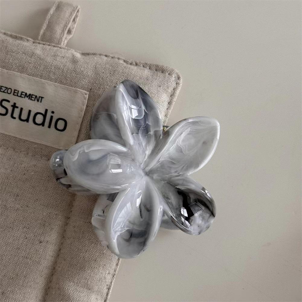 Haarspange mit Acrylblume für Frauen, Haarklammern mit Marmorstruktur, trendige Haarnadel für Mädchen, koreanisches Haar-Accessoire, Kopfbedeckung