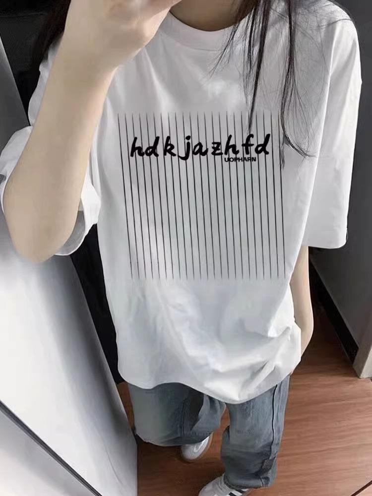 2025 New Women's American Style Loose Cotton Heavyweight Short-Sleeve T-Shirt