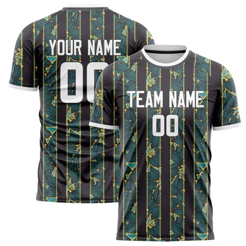 Přizpůsobené Fotbalové Tričko s Názvem Týmu a Číslem Personalizované DIY Kulatý Výstřih Černé Sportovní Trička Volné Rychleschnoucí Týmové Uniformy
