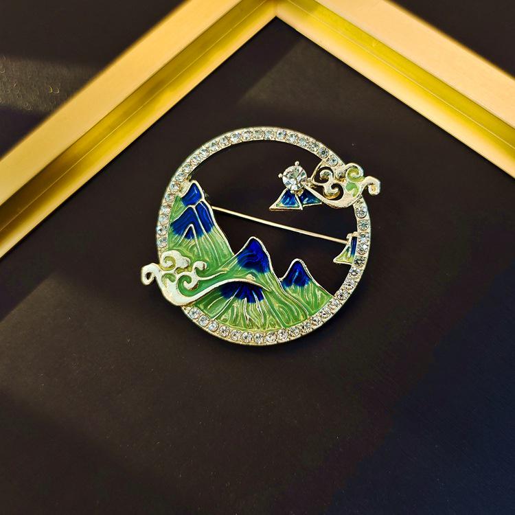 Elegante chinesische Retro-Emaille-Brosche Phönix & Schmetterling für Damen