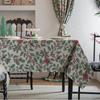 1PC Tablecloth Jacquard Christmas Contrast Holly Table Cloth Holiday Versatile Rectangle Home Decoration Home Textiles