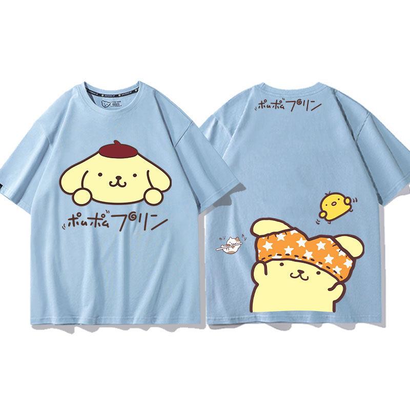 

100% Pure Cotton Pudding Dog Double-sided Cartoon Printed Children s T-shirt for Parent-child Fashion Round Neck T-shirt 150