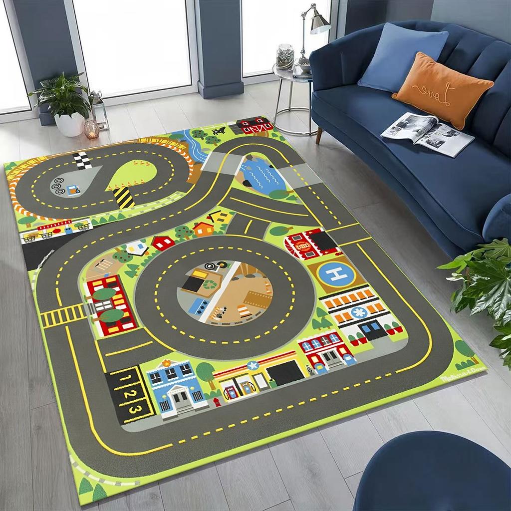 Child Urban City Road Traffic Learning Interactive Game Playroom Rug for Bedroom Living Room Sofa Home Doormat Decor,Non-slip