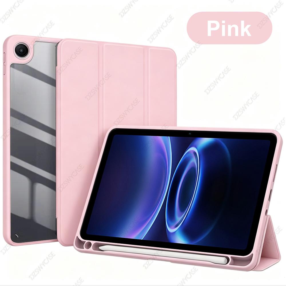 Case for Xiaomi Redmi Pad 2 SE 9.7 inch 2026, Trifold Stand Case with Pencil Holder, PU Leather Clear Transparent Back Cover