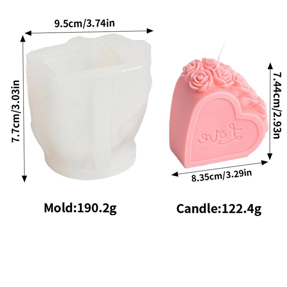 DIY Love Rose House Candle Mold 3D Gift Box Flower Pot Aromatherapy Soap Silicone Candle Making Tool Valentine's Day Decoration