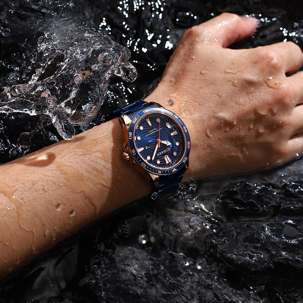 CURREN 8426 Men's Waterproof Steel Band Sports Quartz Watch with Calendar