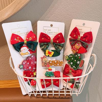 Christmas Hair Accessories Set for Kids: Cute Cartoon Hair Clips & Ties for Little Girls