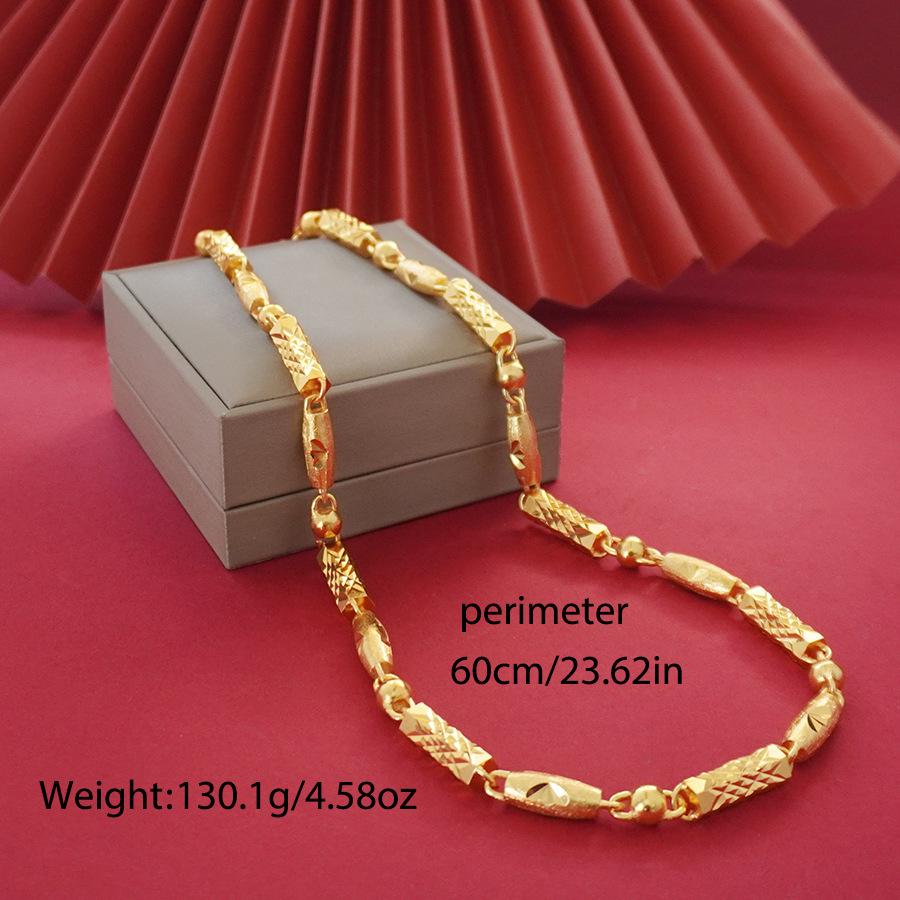 Elegantní pánský 60cm válcový náhrdelník s dračí hlavou v barvě pískového zlata, špičkový design.