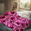 Pink Skull Heart Eyes Flannel Blanket Perfect for Sofa Office Bed Travel Sleep Read Relax Camping Four Season Use