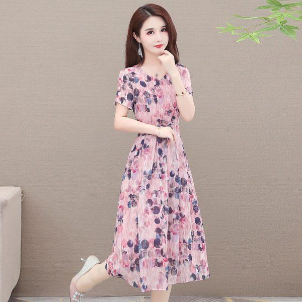 Floral dress summer new large size wide too loose and thin short-sleeved skirt temperament