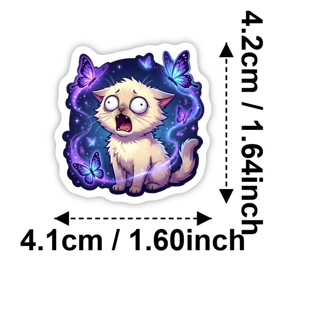 50 Cartoon Fantasy Cat Stickers Luggage Computer Stickers Diy Holiday Decorative Stickers