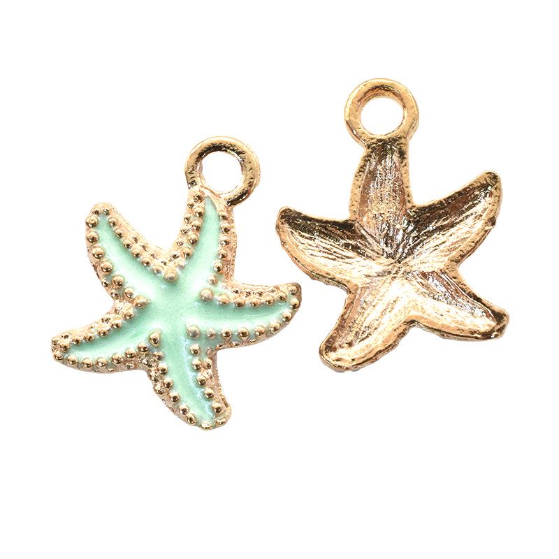 Multicolor Starfish & Seashell Conch Pendant — Marine Life DIY Alloy Jewelry Accessory