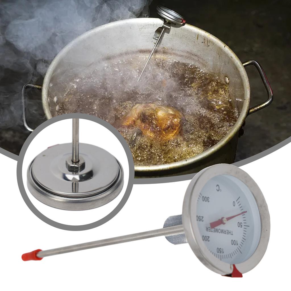 Professional Stainless Steel Deep Fryer with Integrated Food Thermometer