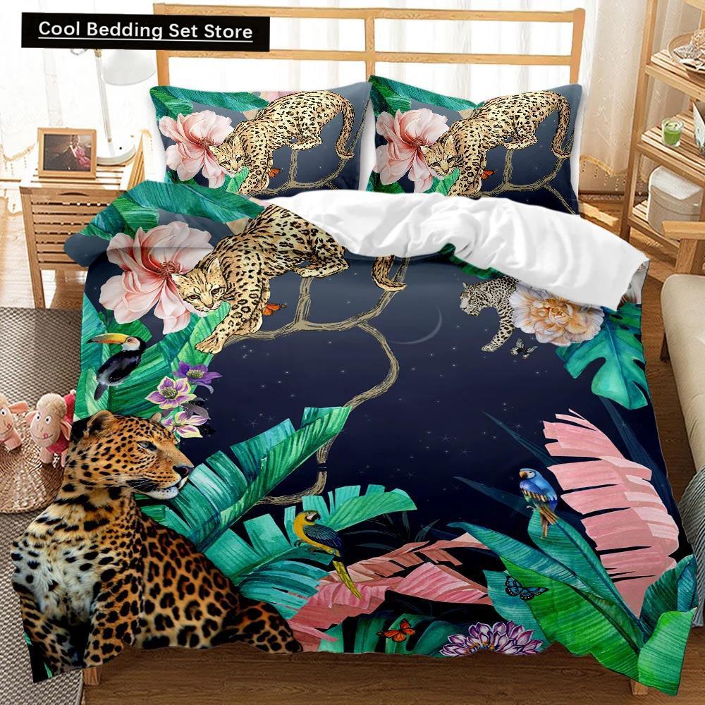 Comforter Leopard Fierce Cheetah Bedding Set Moon Viewing Wild Animal Printed Double Queen King Size Polyester