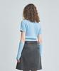 KNITTED (W) Hairy Fur Cable Crop Knit Sky