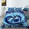 Mystic Blue Ice Dragon Bedding Set, Fantasy Oriental Duvet Cover Set, Mythical Home Textile, Perfect Gift for Dragon Lovers
