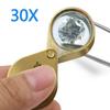 30X Folding Pocket Jeweler Magnifier Golden Color Foldable Magnifying Glass Portable Jewelry Loupe Monocle Mini Microscope Lupa