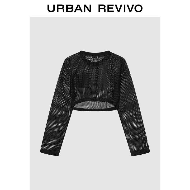 UR Women's Hollow Out Patch Pocket Long Sleeve Blouse