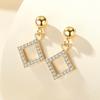 S925 Sterling Silver Square Earrings Women's Korean-Style Ins Square Earrings Temperamental Earrings Earrings