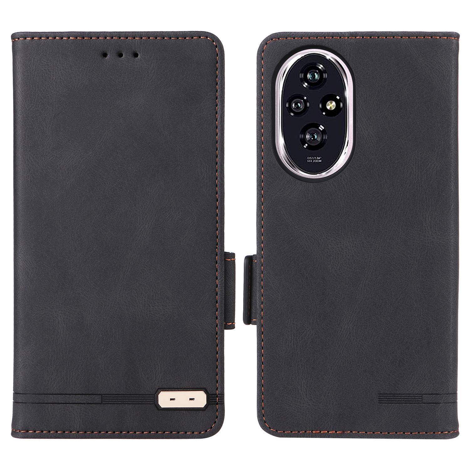 

For Honor 200 5G Case Leather Wallet Flip Phone Cover with Hardware Decor Black
