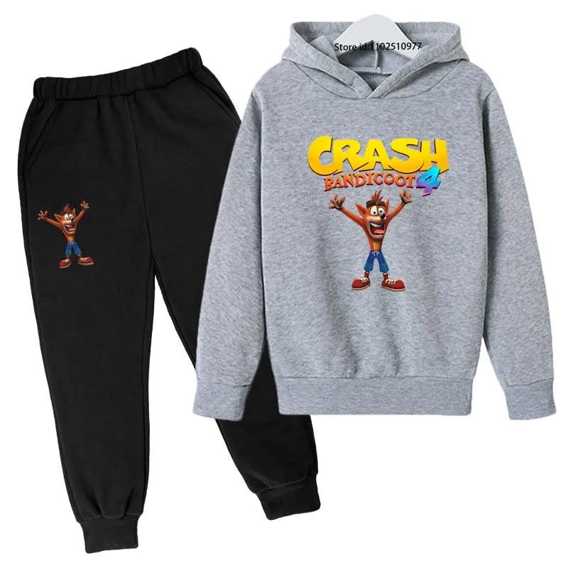 

Дитячі мультяшні ігри Crash Bandicoot Весна Осінь Худі-светр+Штани 2 шт. Костюми Хлопчики Дівчатка Повсякденний одяг Спортивні костюми 130