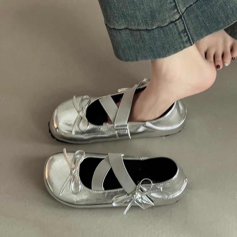 Bow Mary Jane single shoes women's summer new skirt small leather shoes trendy comfortable ballet shoes