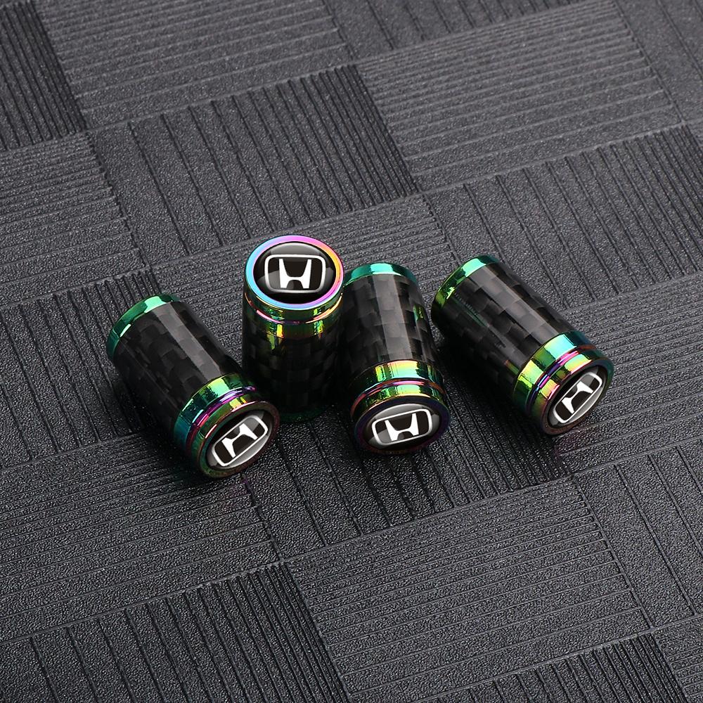 4pcs Carbon Fiber Car Wheel Tires Valve Cap Tyre Rim Stem Cover For Honda Civic Fit Jazz Accord Pilot CRV Odyssey t84 Passport Vezel
