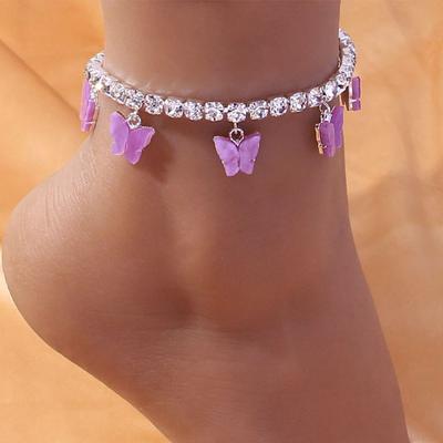 New Fashion Butterfly Charms Anklets For Women Summer Beach Ankle Bracelet Adjustable Rhinestones Ankle Chain Accessories Gifts