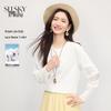 Sllsky Women's Elegant Lace Patchwork Long-Sleeve T-Shirt