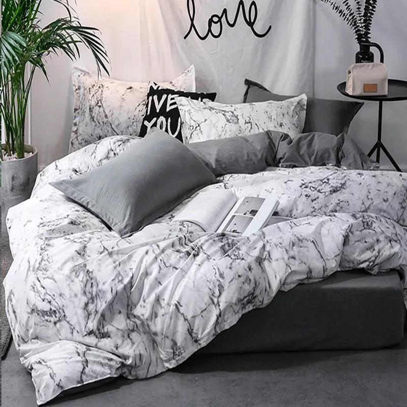 Couple Black Duvet Cover with Pillow Case Luxury Modern Comforter Bedding Set Quilt Cover Queen/King Double Single Bed