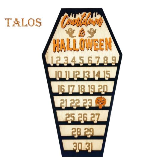 

Адвент-календарь на Хэллоуин, деревянный отсчет времени до Хэллоуина, украшение с подвижным блоком тыквы для домашнего декора белый
