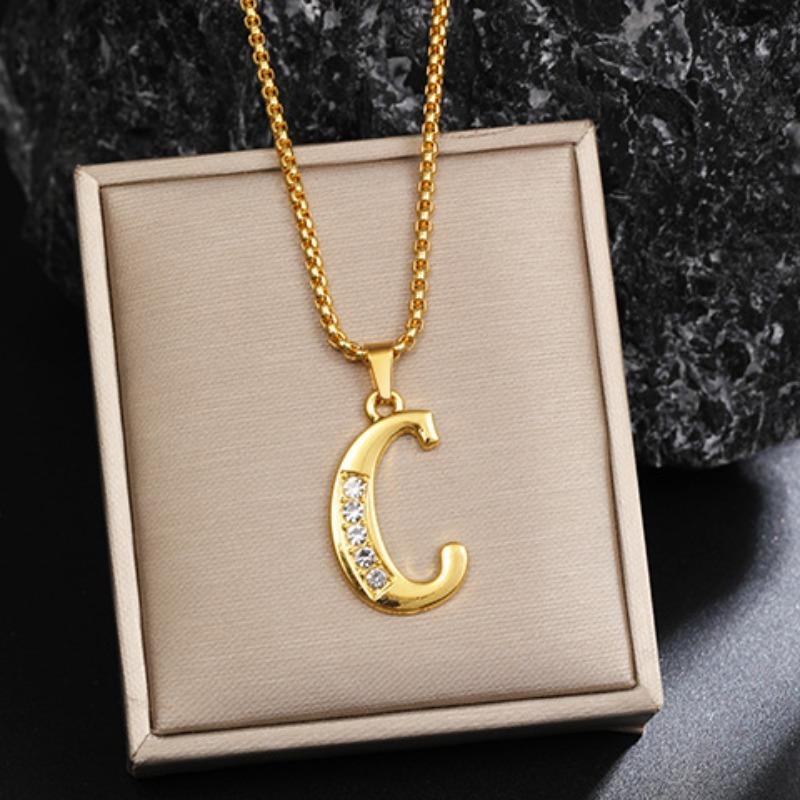 Nový 26 diamantový náhrdelník s anglickými písmeny pro muže a ženy, trendy a kreativní náhrdelník s přívěskem osázeným diamanty