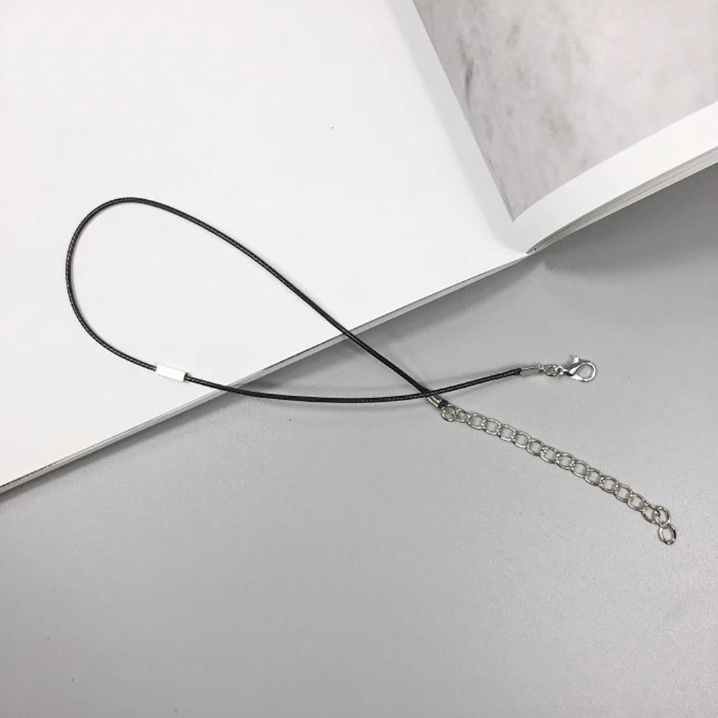 Collier ras-du-cou en cordelette de cire noire vintage polyvalent avec bloc rectangulaire en acier inoxydable, métal, non décolorant, Collier ras-du-cou