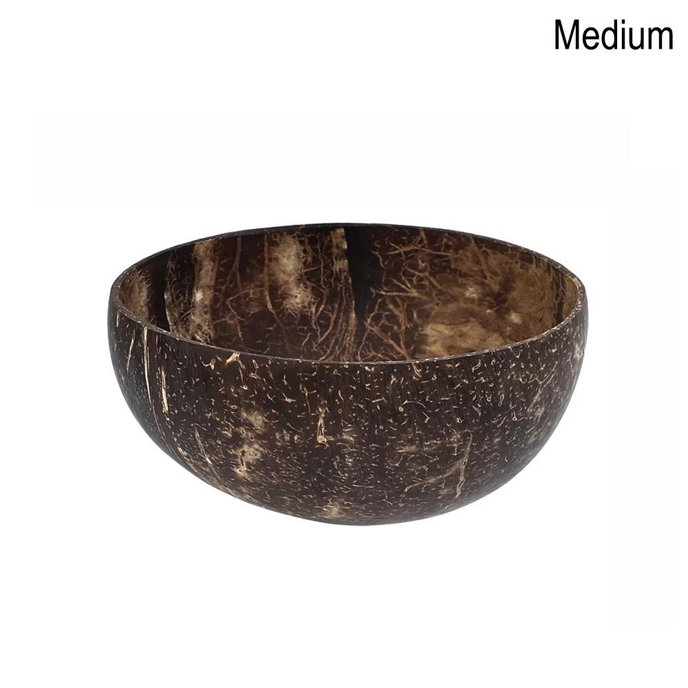 1/3pcs Natural Coconut Wood Bowl for Home - Reusable Serving/Salad/Breakfast/Party Bowl, Kitchen Tableware