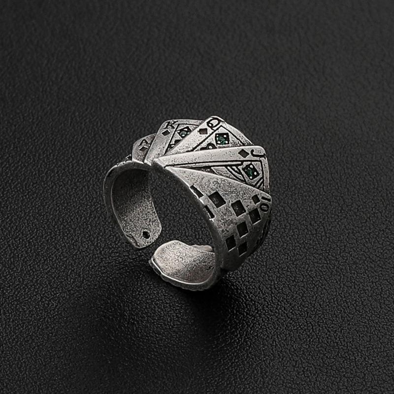 

Poker ring - unisex open design, flush, god of gambling card ring adjustable open design