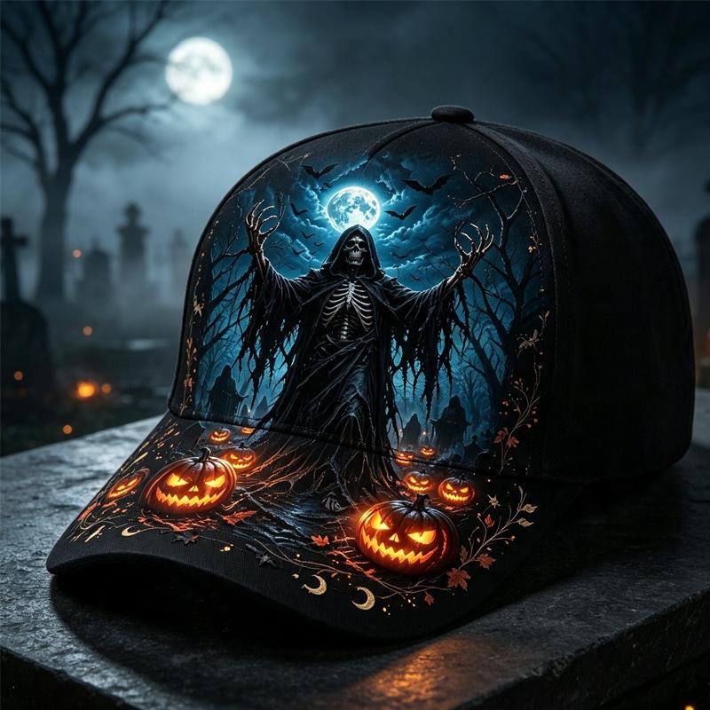 New Halloween themed baseball cap D digital printing ghost skull men's sunscreen hat