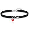 S925 Silver EKG Red Heart Choker Necklace - Black Rope Jewelry for Christmas & Valentine's Day Gift