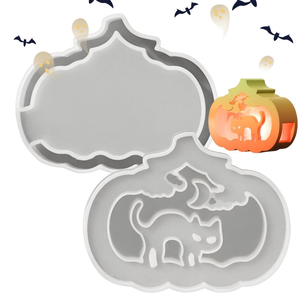 Halloween Pumpkin Cat Lamp Silicone Mold Silicone Halloween Pumpkin Jar Casting Molds Ornaments Hollow Pumpkin Lamp Mold