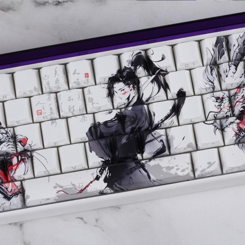 Anti Slip PBT Keycaps Dragon Theme Side Printing For Most Mechanical Keyboards 60% 68% Pattern