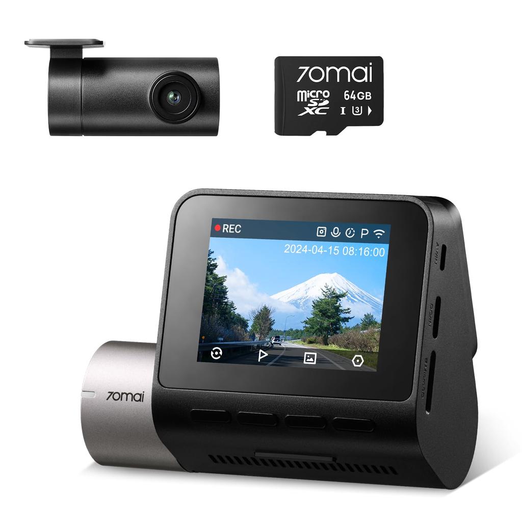 70mai Dash Cam A510 Dash Camera, 2.7k 5 Megapixels, Ultra Strong Night Vision, 2